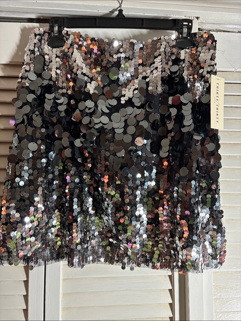 Sequin Mini Skirt - Black Shimmer